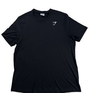Gymshark Shirt Mens Large Black Athletic Crew Neck Active Wear Work Out Lg